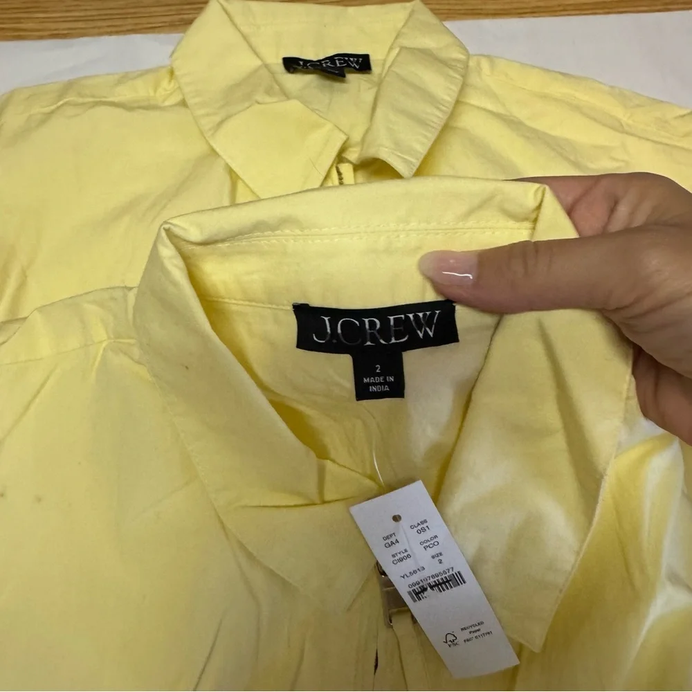 NWT J.crew Zip-up shirtdress in cotton poplin in Pale Corn Yellow